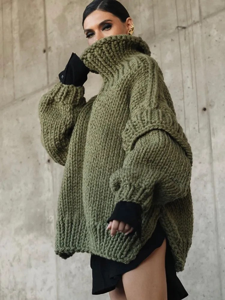 Oversized strikkjole til damer