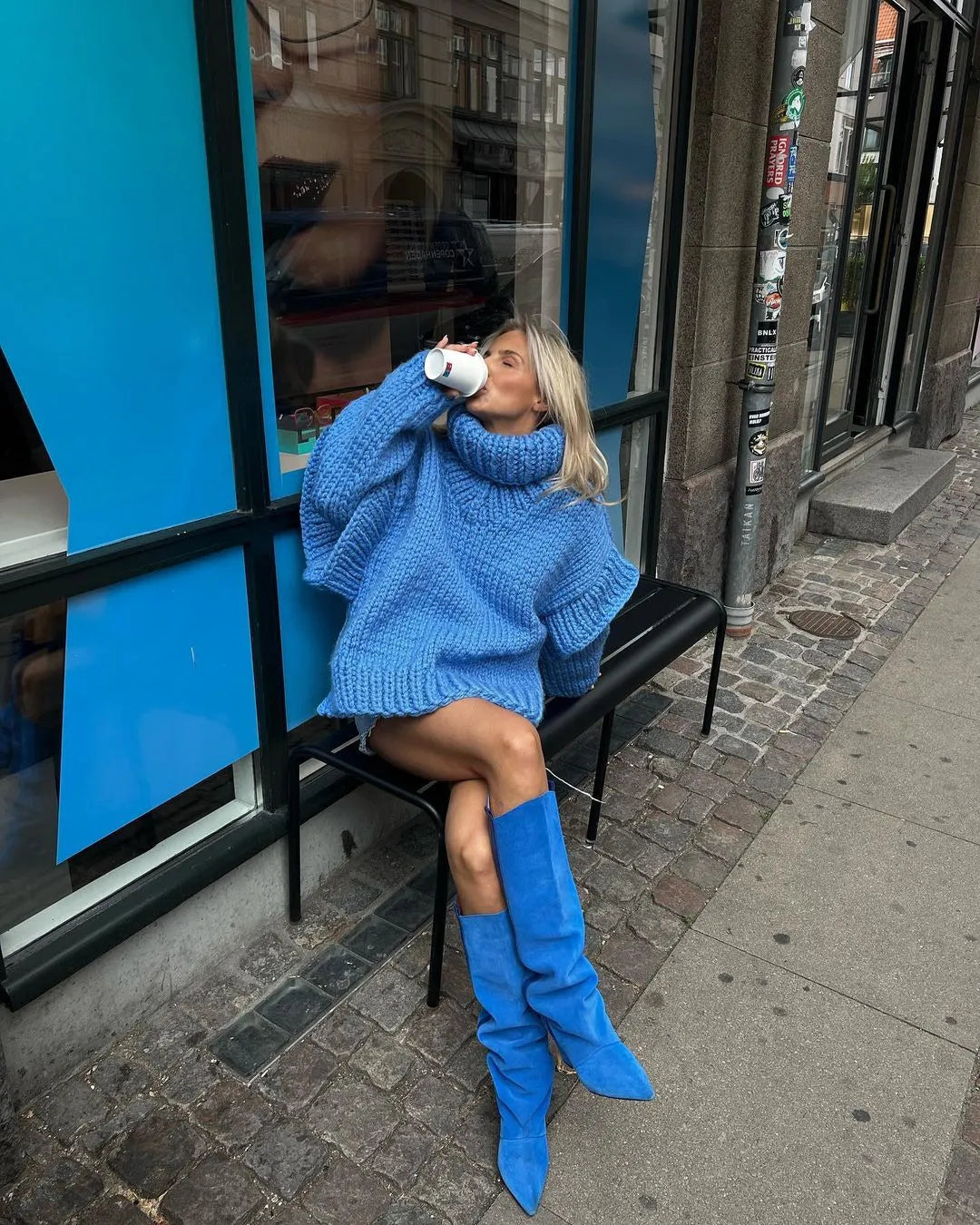 Oversized strikkjole til damer
