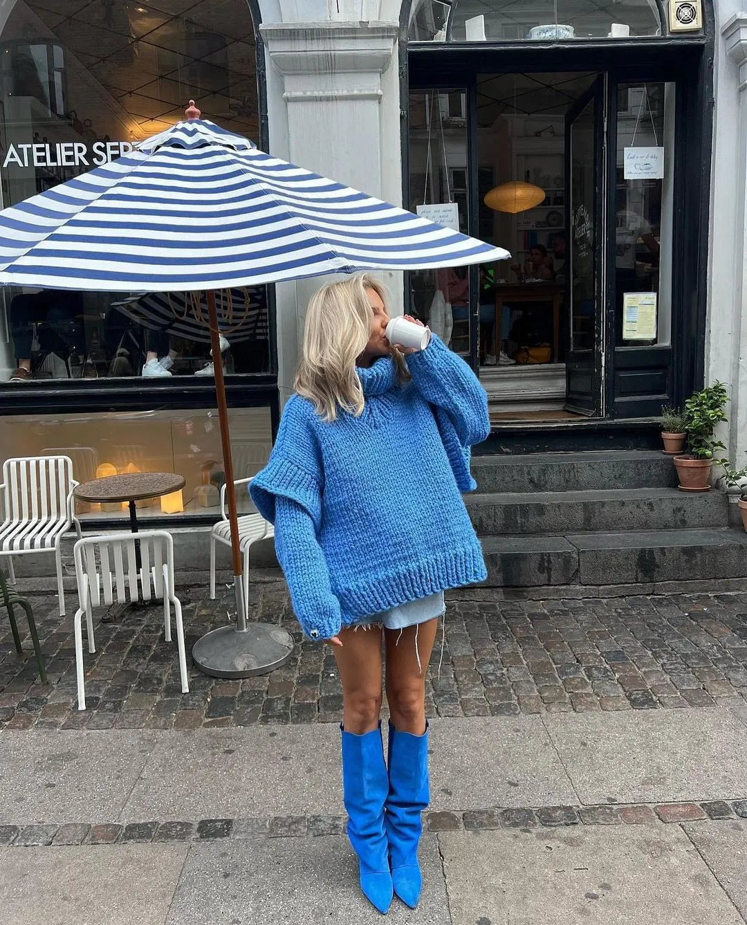 Oversized strikkjole til damer