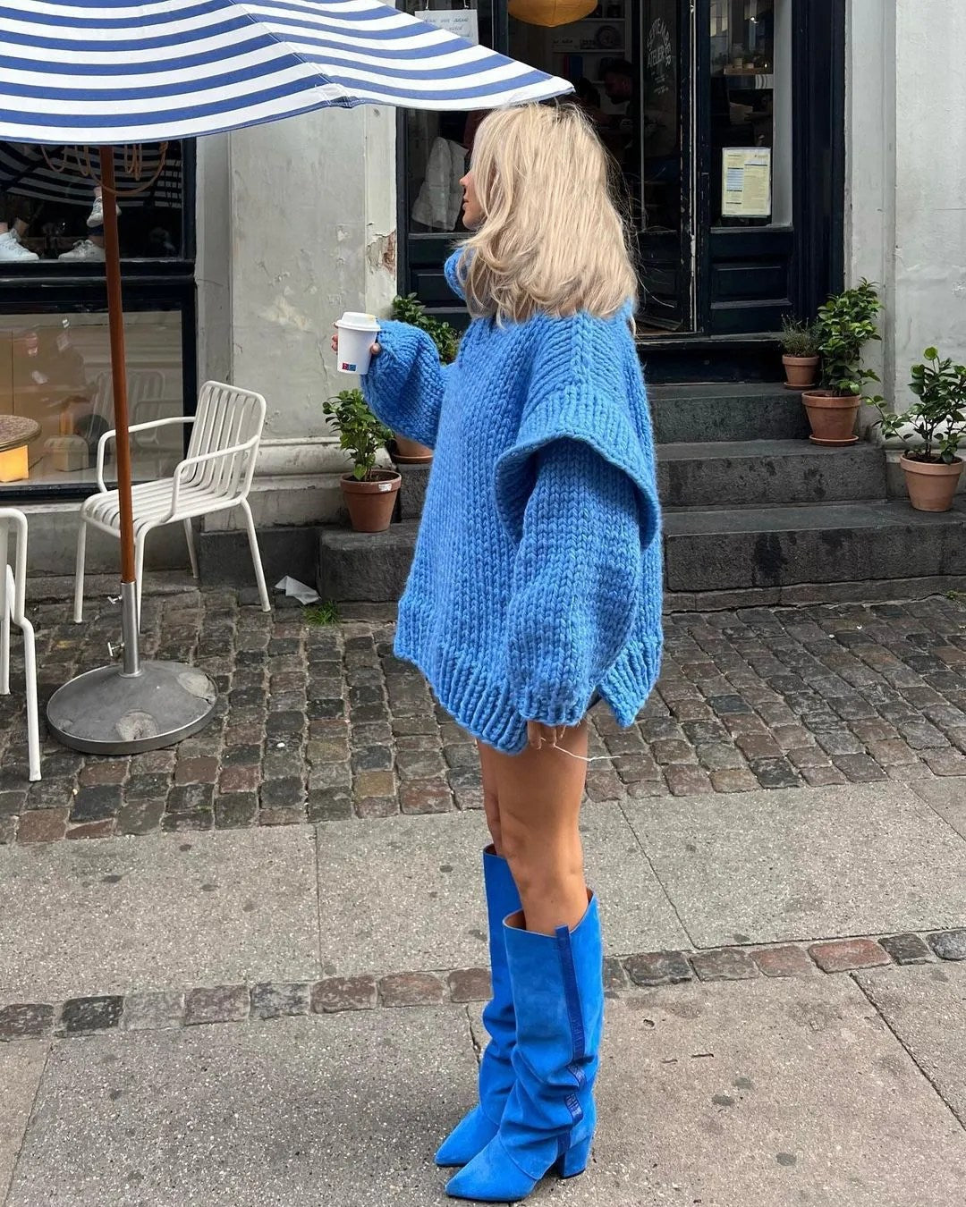 Oversized strikkjole til damer
