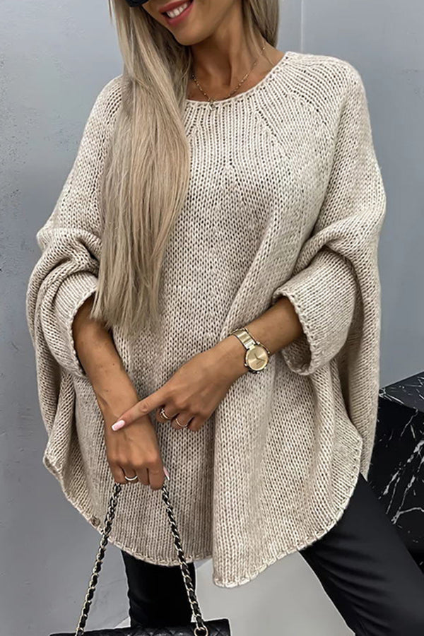 Oversized striktrøje med raglanærmer til damer