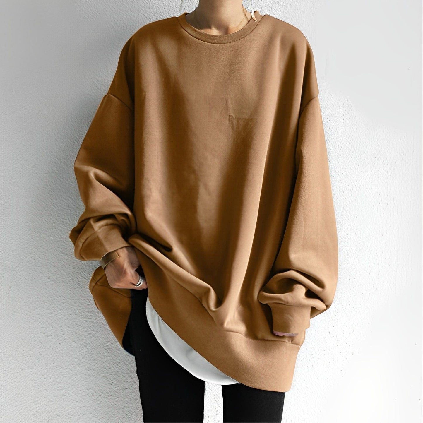 Klassisk oversized sweater med rund hals til damer