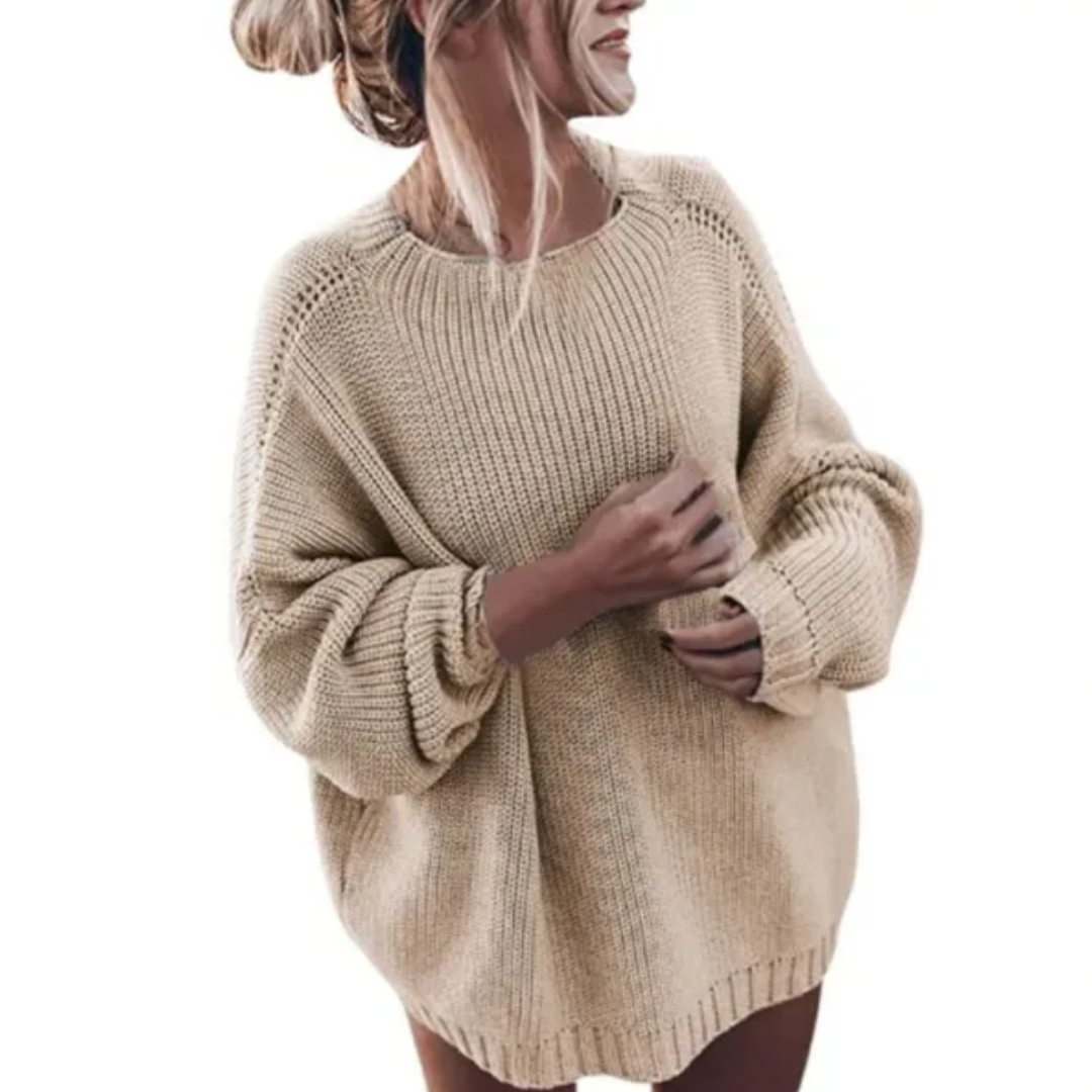 Oversized sweater med rund hals til damer