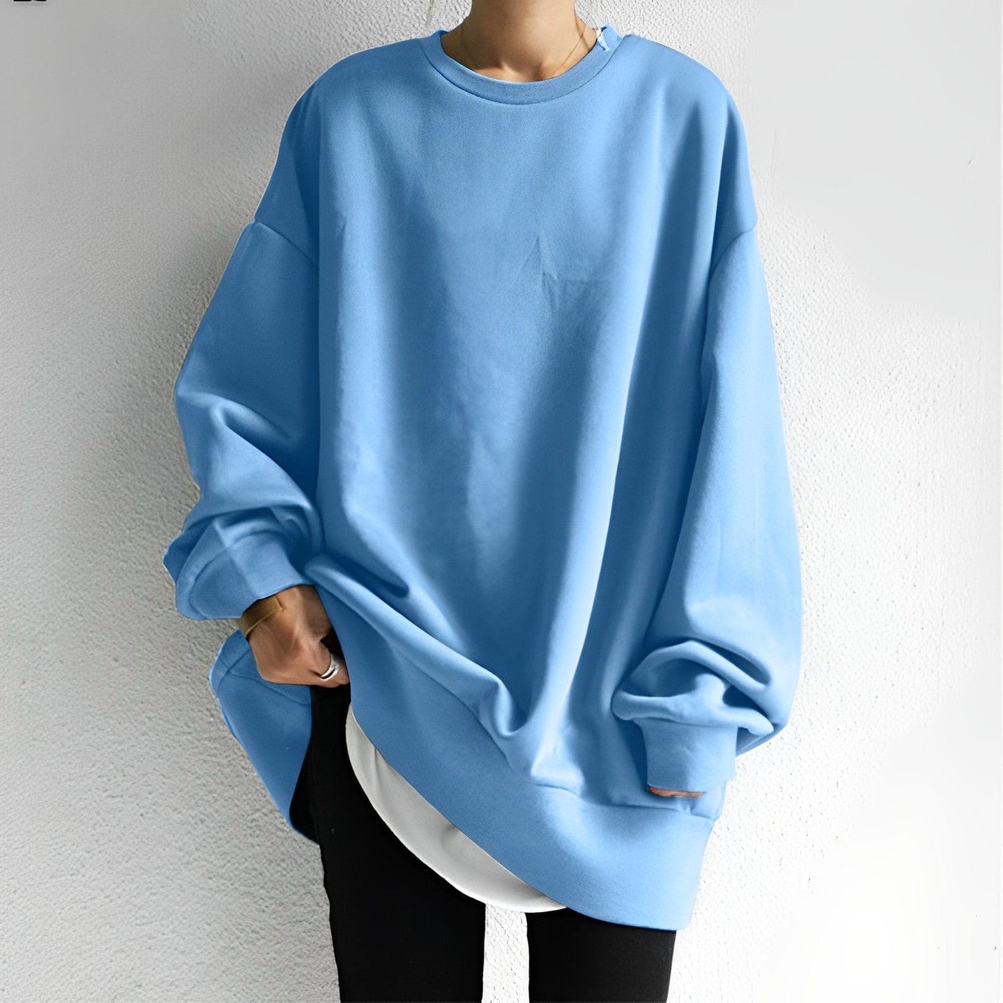 Klassisk oversized sweater med rund hals til damer