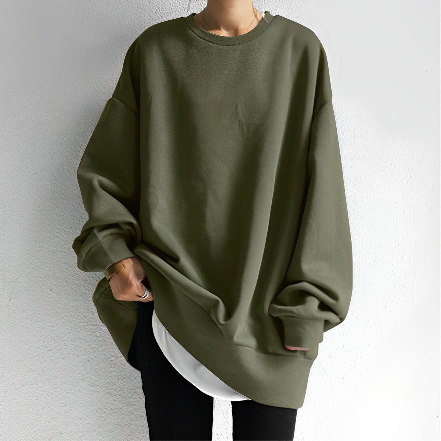 Klassisk oversized sweater med rund hals til damer