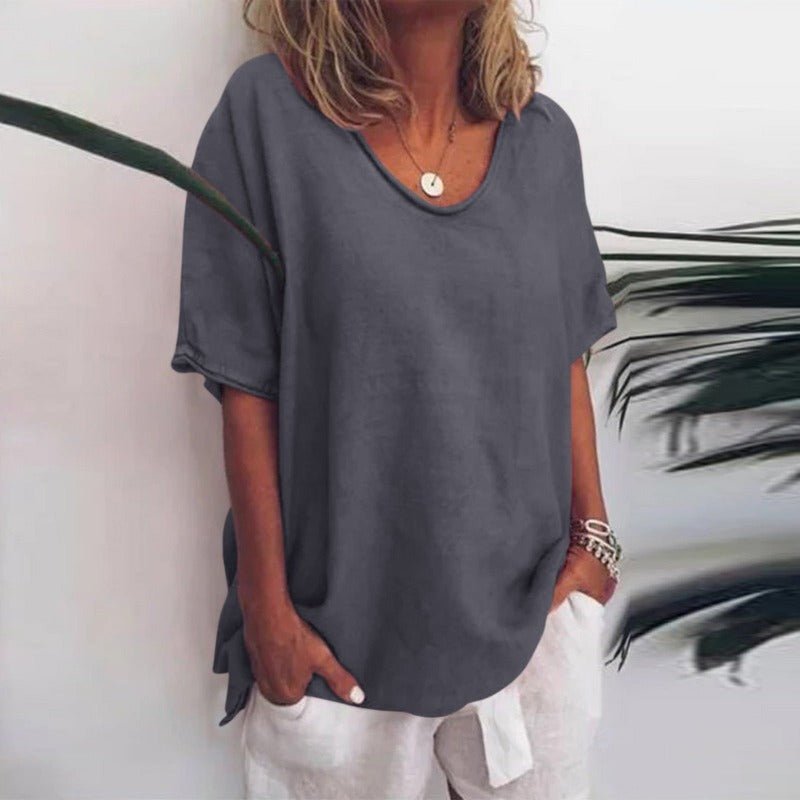 Oversized t-shirt med V-hals til damer