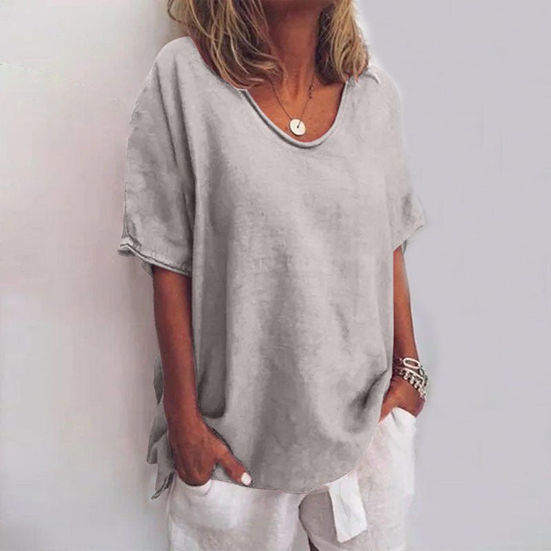 Oversized t-shirt med V-hals til damer