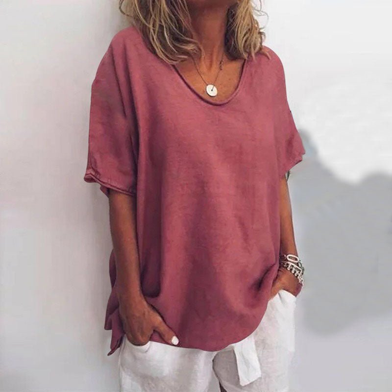 Oversized t-shirt med V-hals til damer
