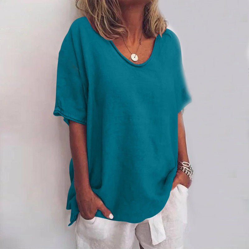 Oversized t-shirt med V-hals til damer