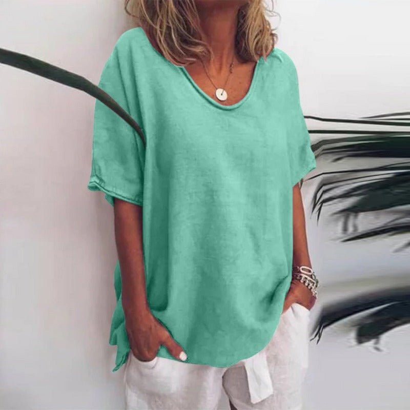 Oversized t-shirt med V-hals til damer