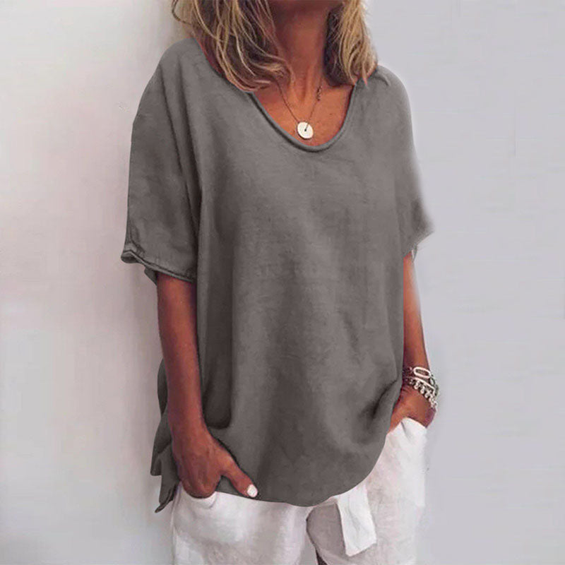 Oversized t-shirt med V-udskæring til damer