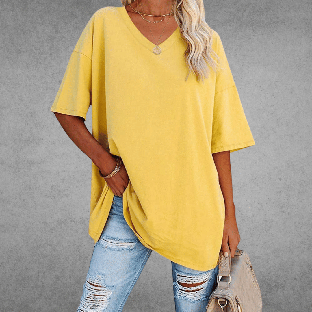 Oversized T-shirt med V-udskæring til damer