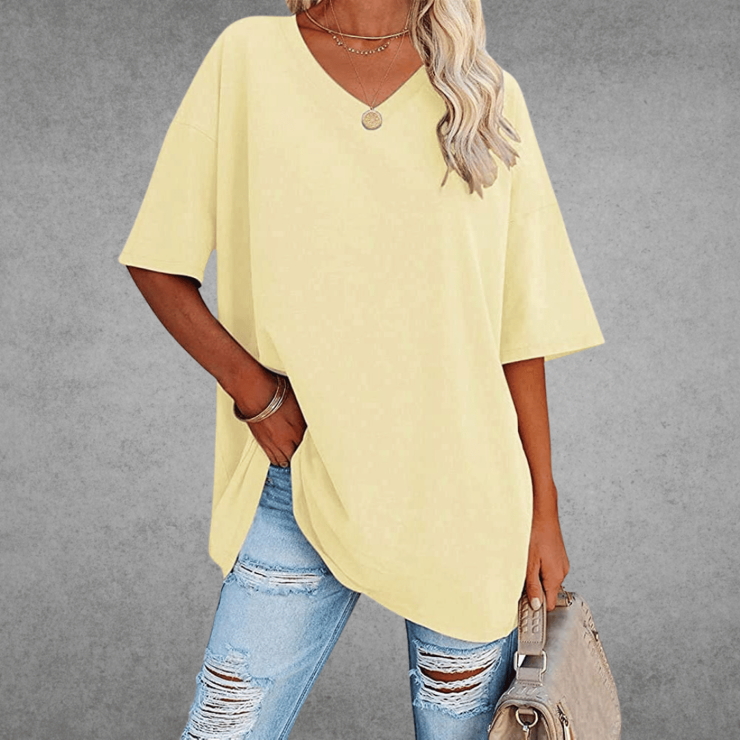 Oversized T-shirt med V-udskæring til damer