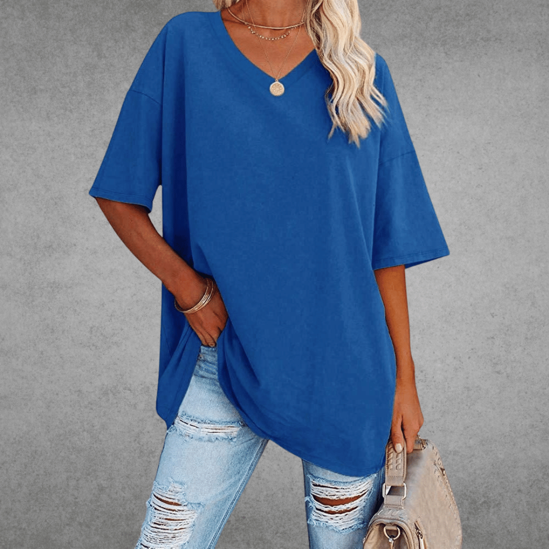Oversized T-shirt med V-udskæring til damer