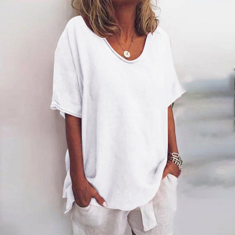 Oversized t-shirt med V-udskæring til damer