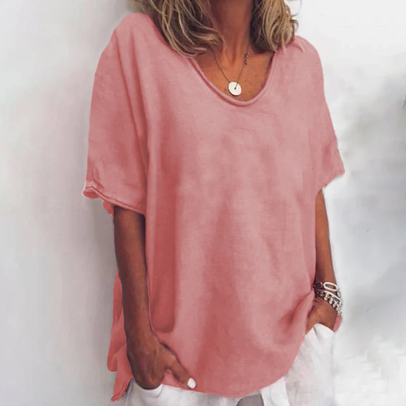 Oversized t-shirt med V-udskæring til damer