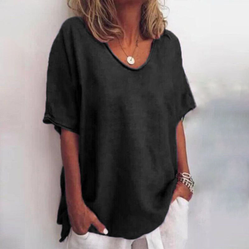 Oversized t-shirt med V-udskæring til damer