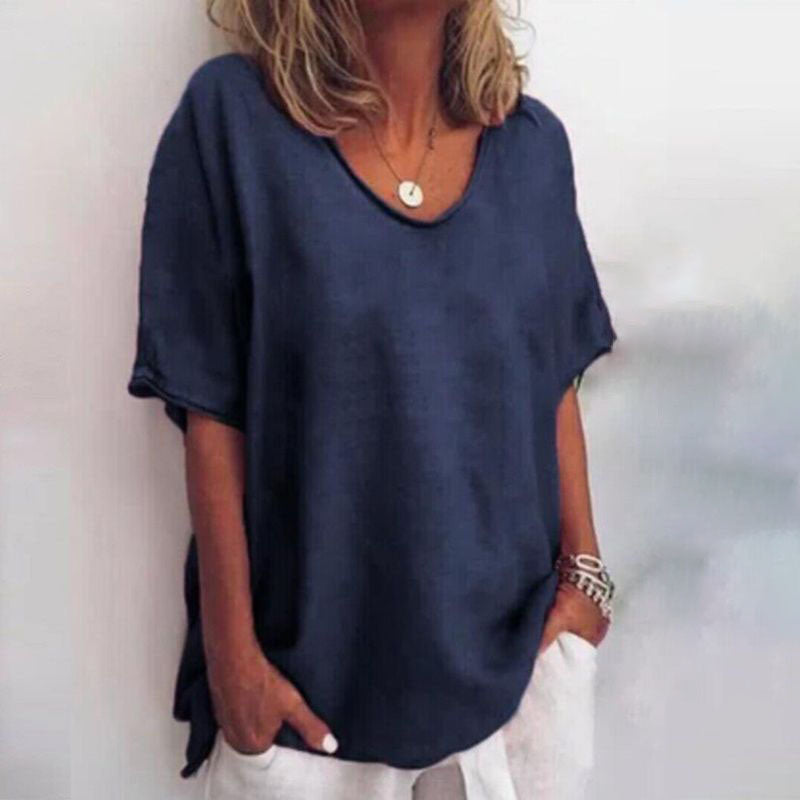 Oversized t-shirt med V-udskæring til damer