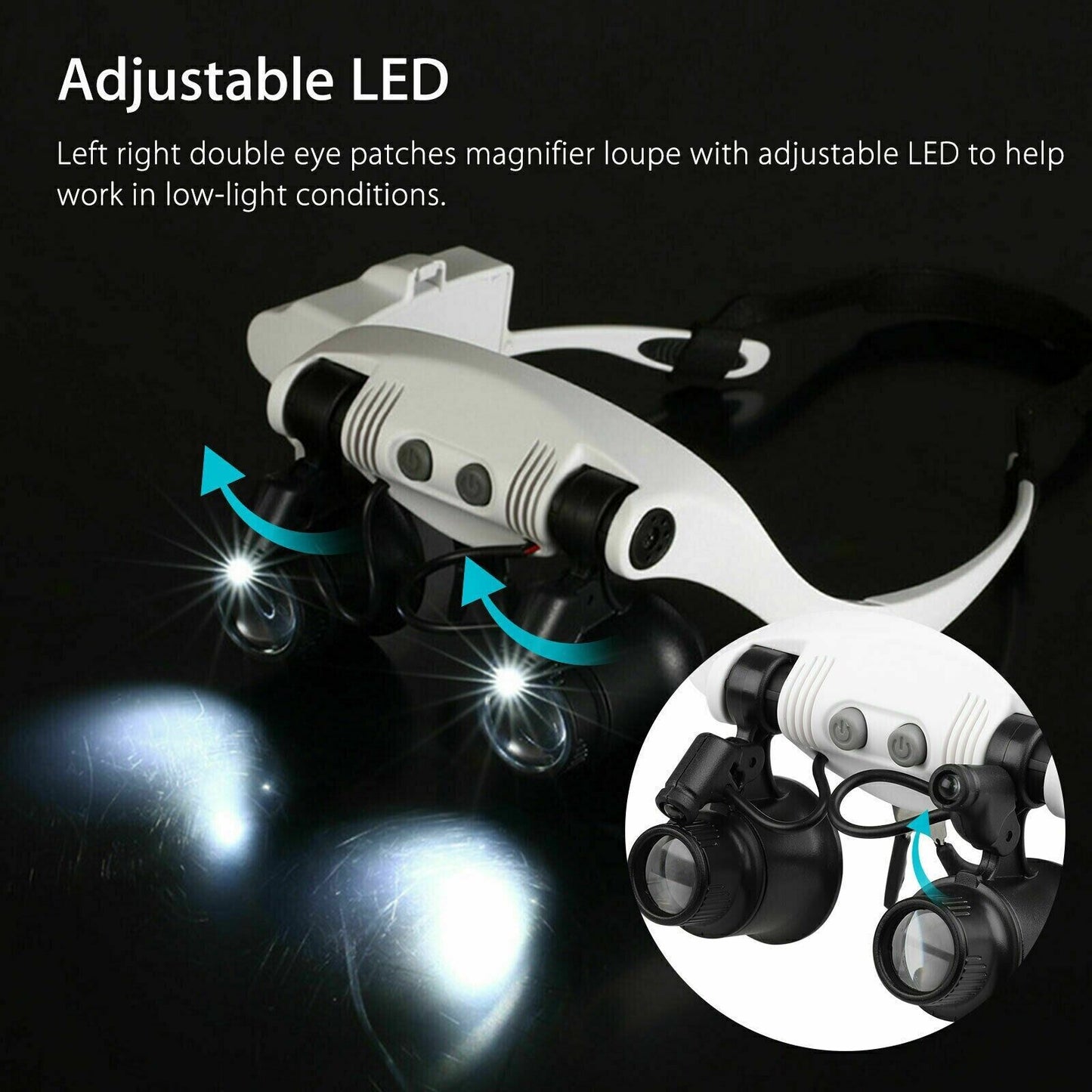 Pandelup med LED-lys og udskiftelige linser