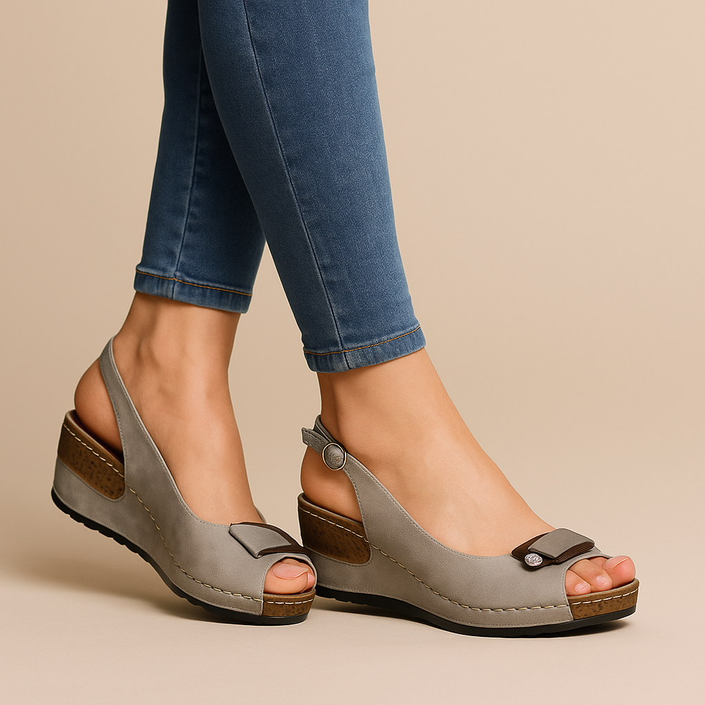 Peep toe-kilesandaler med slingback til damer