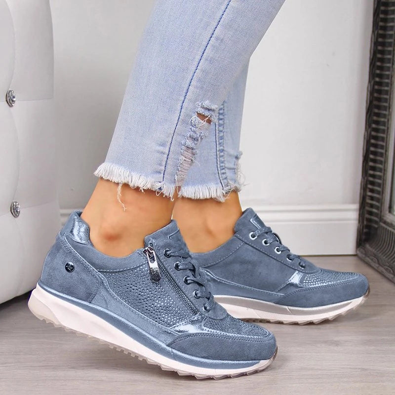 Platformsneakers med snørebånd til damer