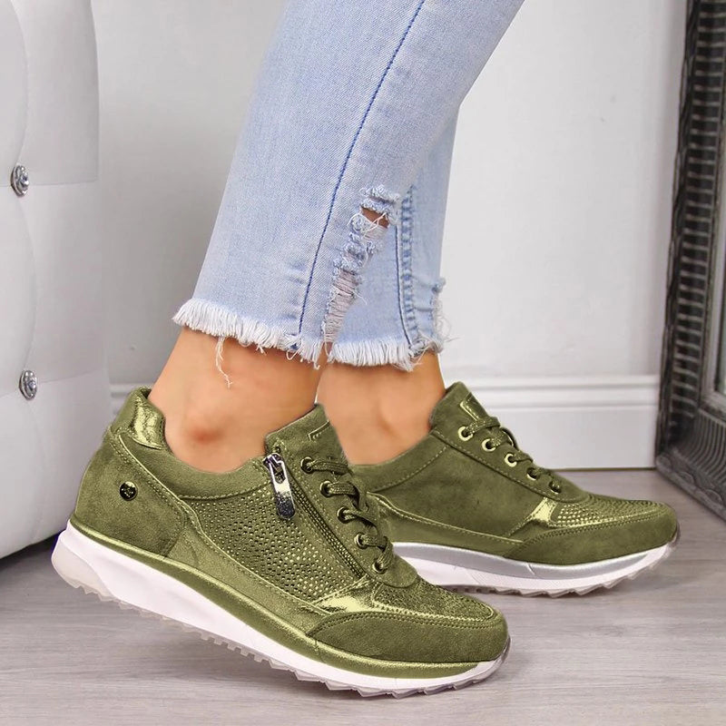 Platformsneakers med snørebånd til damer