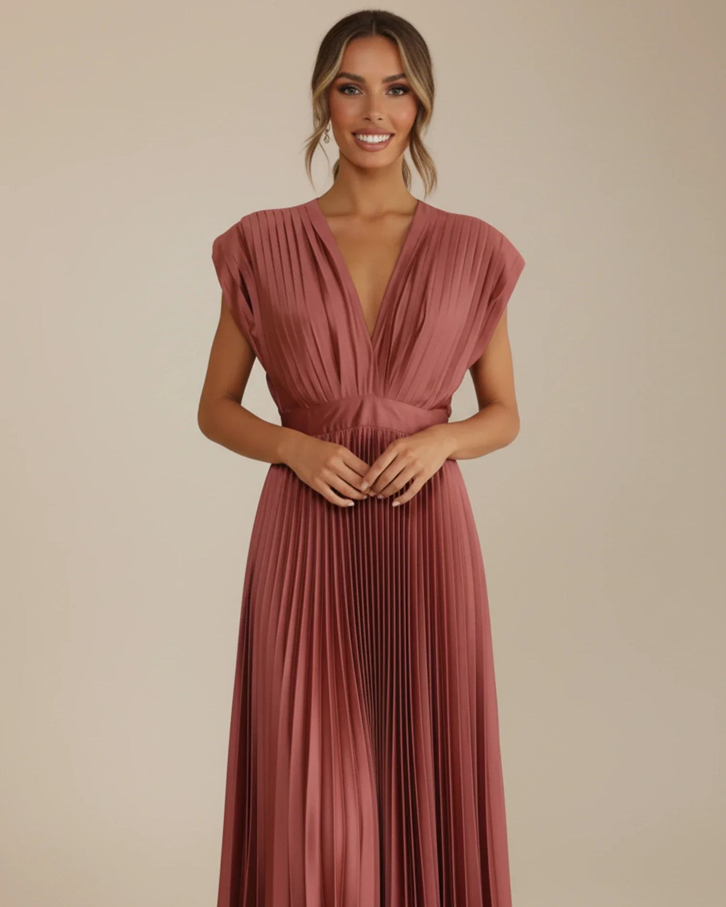 Plisseret fit & flare-midikjole til damer