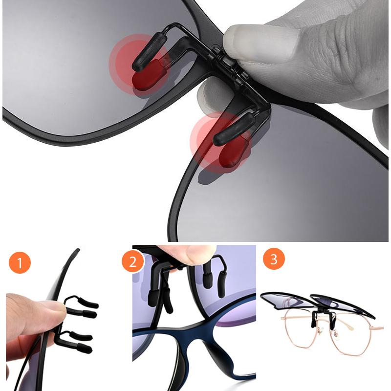 Polariserede opklappelige clip-on solbriller