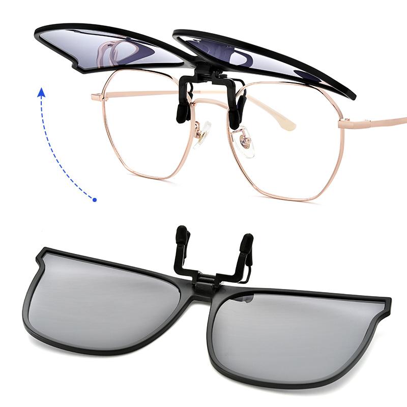 Polariserede opklappelige clip-on solbriller