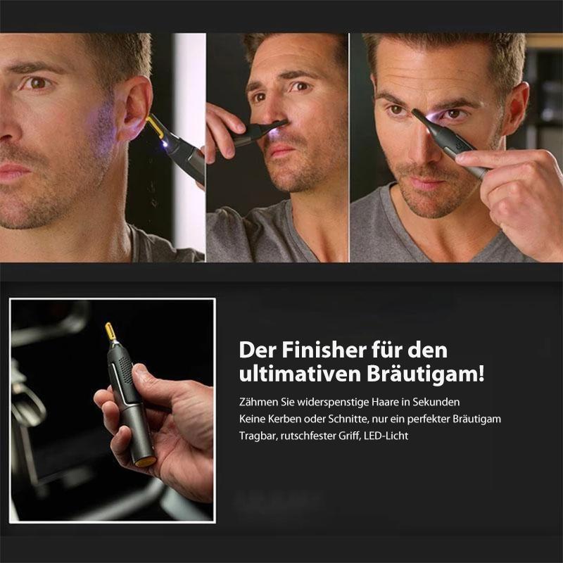 Professionel ultratynd præcisionstrimmer | Blade i titanium og rustfrit stål | Integreret LED-lys | Mikro-oscillationsteknologi | Til næse, ører og konturer