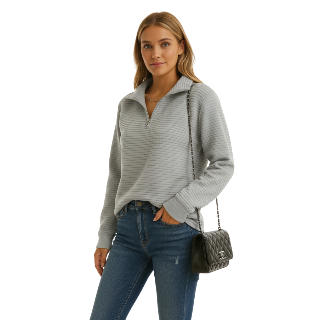 Pullover med halv lynlås