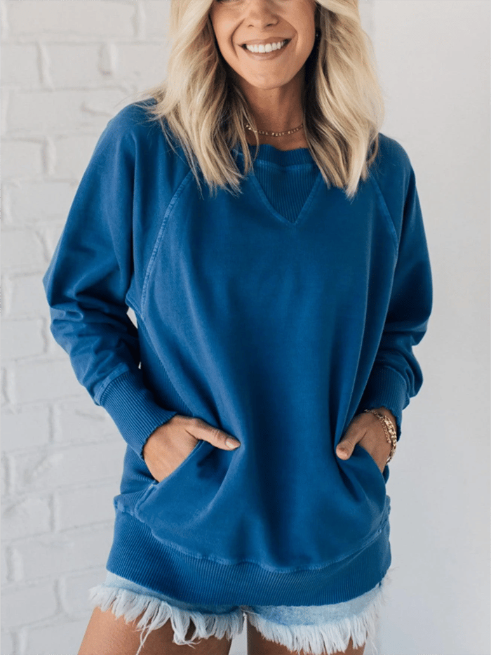 Pullover med ribdetaljer og lommer