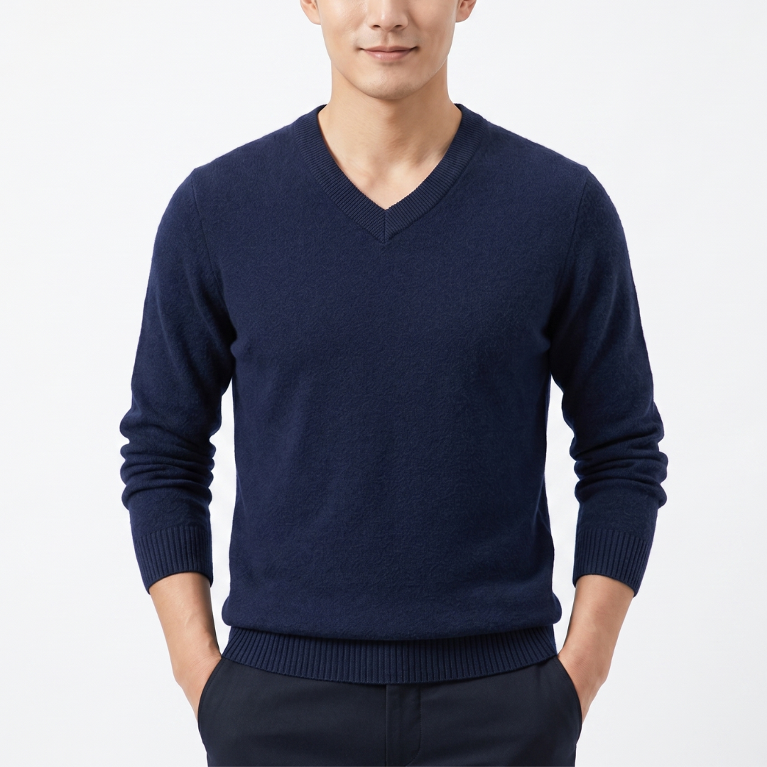 Pullover med V-hals