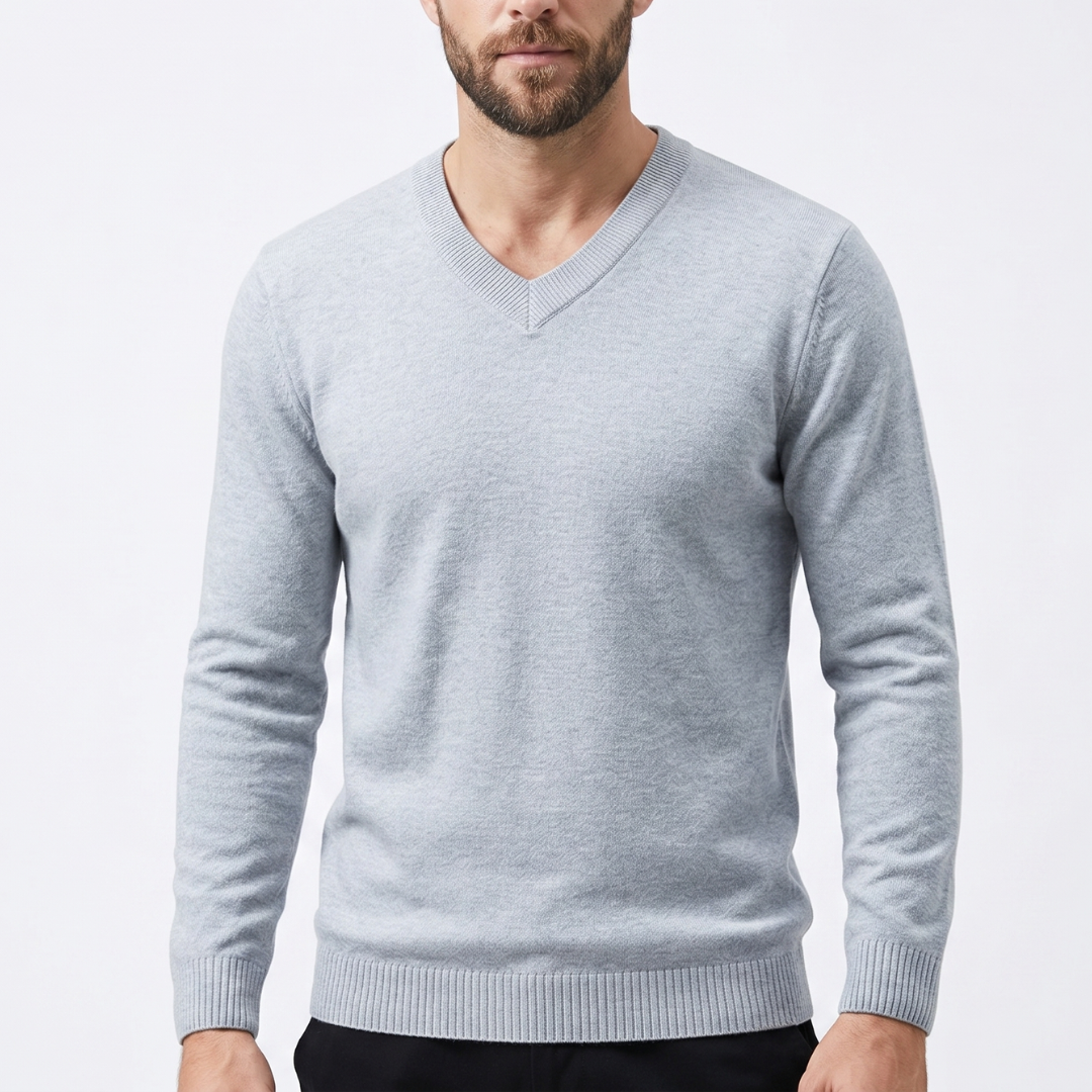 Pullover med V-hals