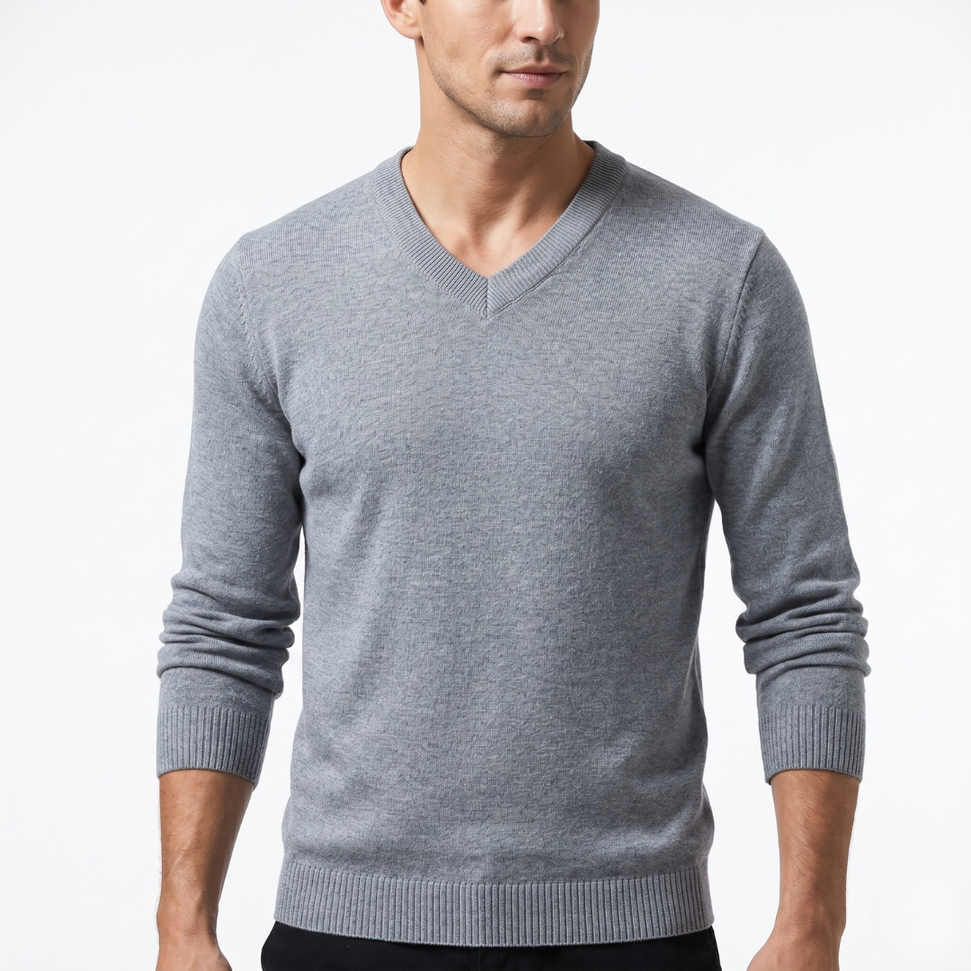 Pullover med V-hals