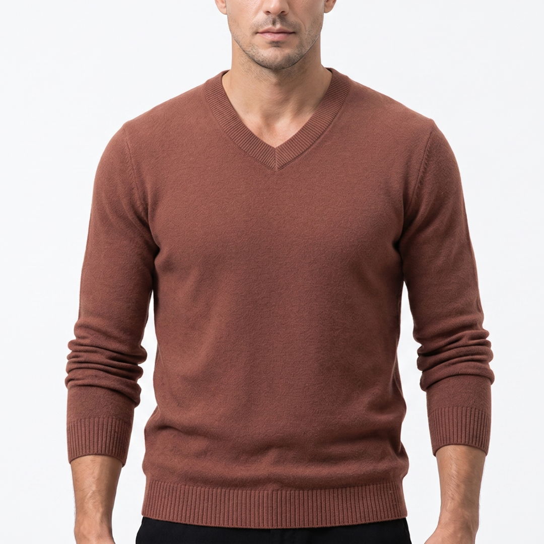 Pullover med V-hals