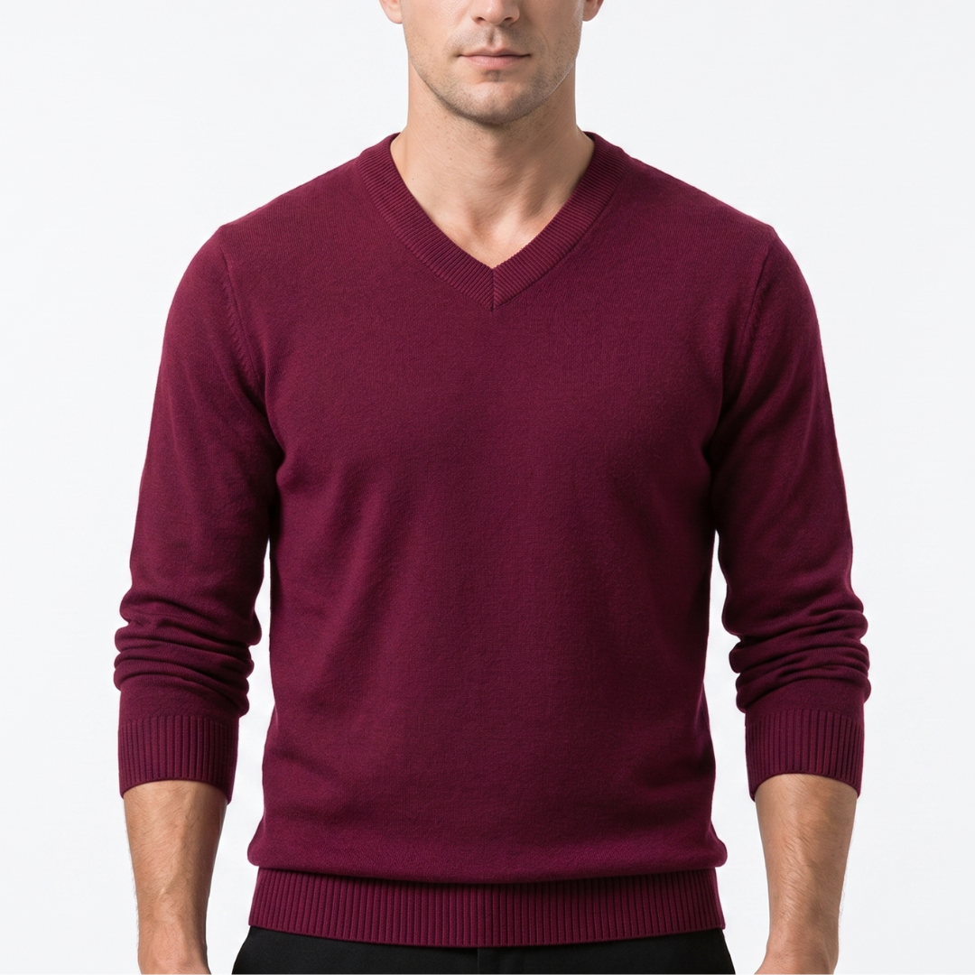Pullover med V-hals