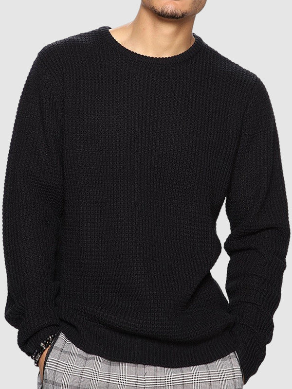 Relaxed fit herresweater med rund hals