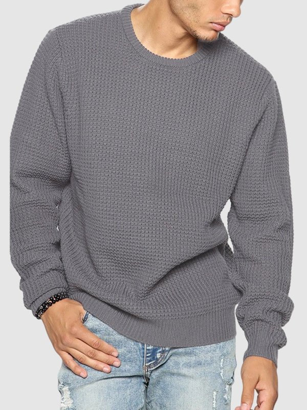 Relaxed fit herresweater med rund hals