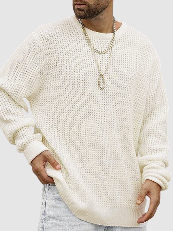 Relaxed fit herresweater med rund hals