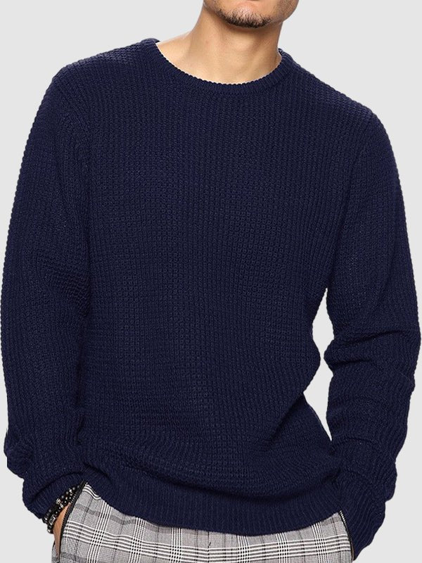 Relaxed fit herresweater med rund hals