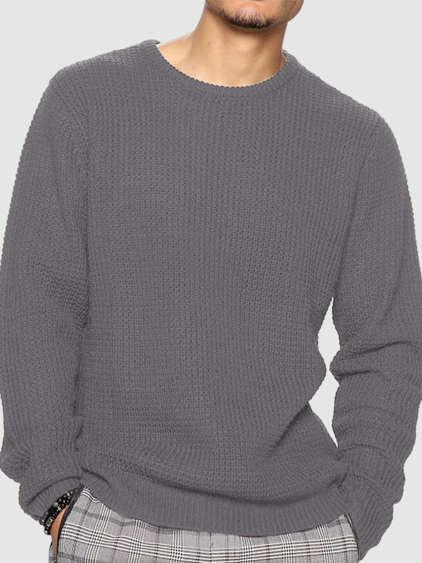 Relaxed fit herresweater med rund hals