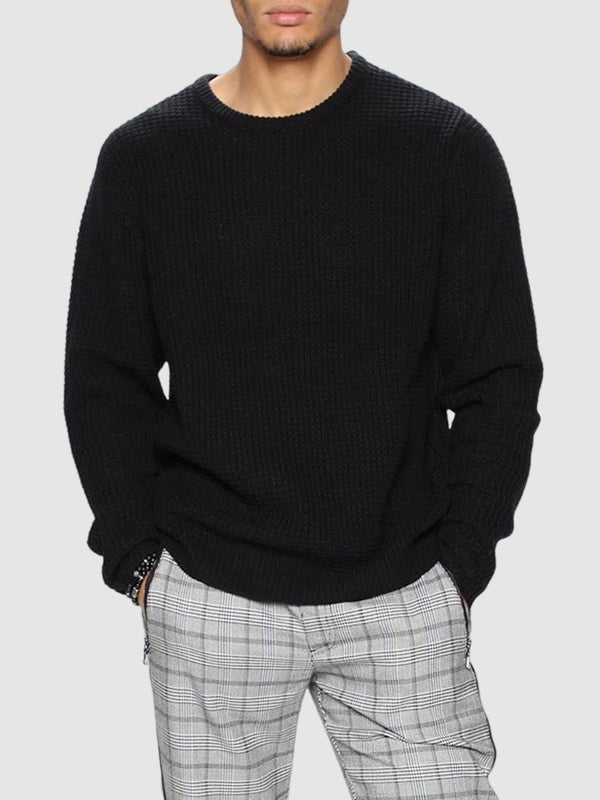 Relaxed fit herresweater med rund hals