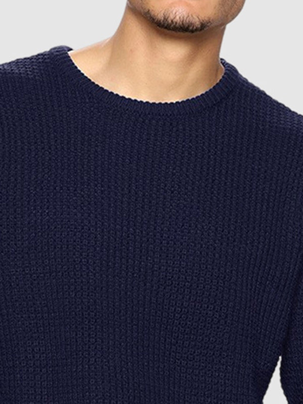 Relaxed fit herresweater med rund hals