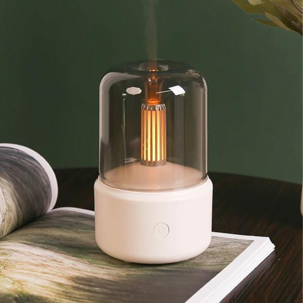 Retro aromadiffuser med natlys - USB-luftfugter til æteriske olier til hjemmet og kontoret