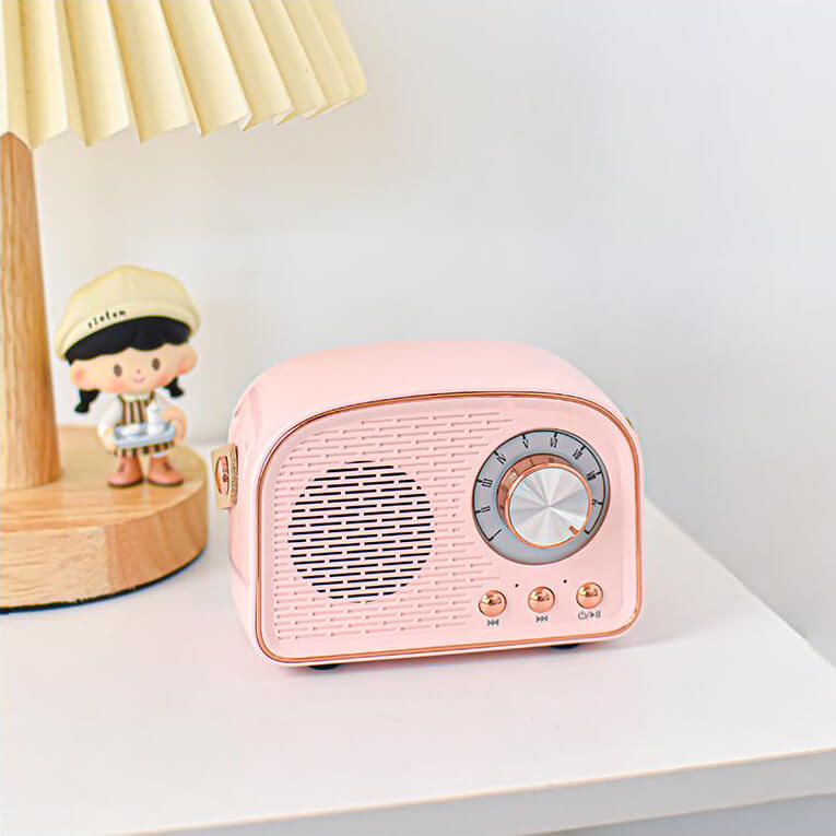 Retro rund radio-Bluetooth-højttaler | Trådløs | Bærbar | Stilfuld lyd til hjemmet og på farten