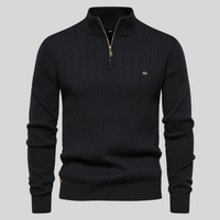 Ribstrikket half-zip herresweater