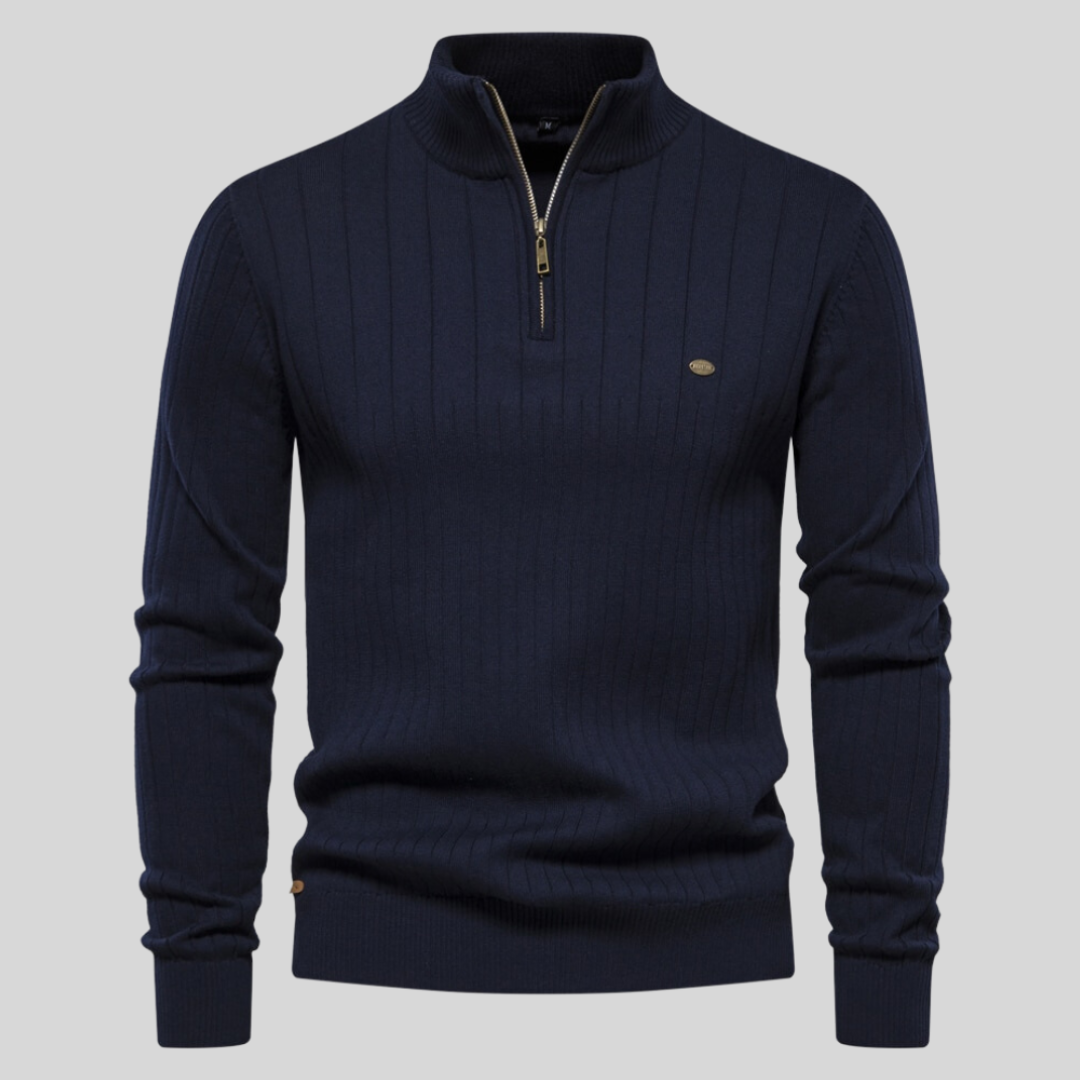 Ribstrikket half-zip herresweater