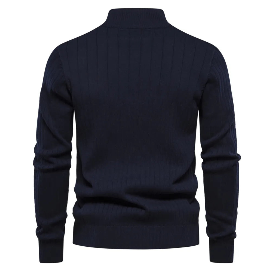 Ribstrikket half-zip herresweater