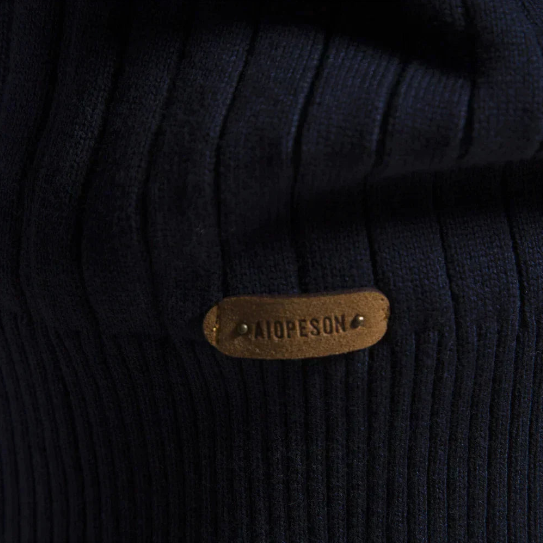 Ribstrikket half-zip herresweater